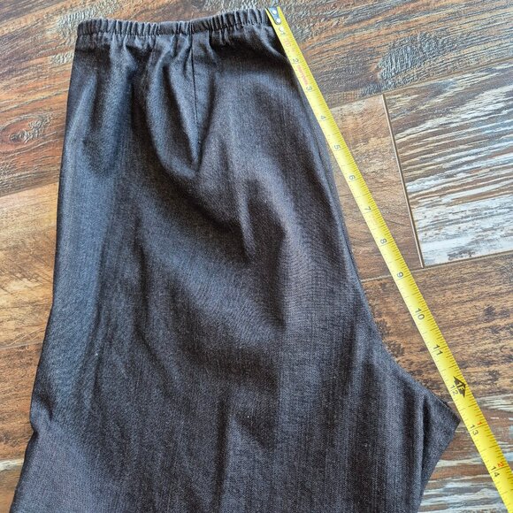 EILEEN FISHER Cotton Blend Black Chambray Tapered Ankle Pants Elastic-Waist Zip - Picture 10 of 10